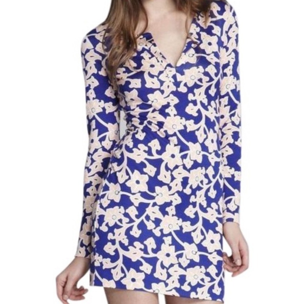 NWOT Diane von Furstenberg DVF 1974 Reina Jersey Tunic Shift Dress Floral 2 0 XS